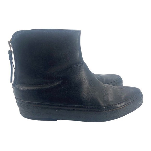 Vintage Bates Floaters Black Leather Ankle Boots Zip Back Fleece Lined Woman's 8 - Picture 2 of 10
